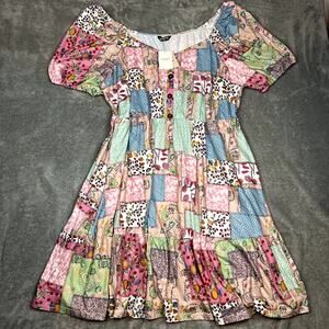 Boom Chic Dress Womens 3X Patchwork Multicolor Artsy Statement Piece Hippie NWT